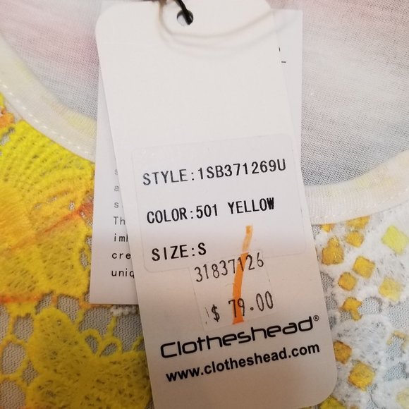 NWT's - Clotheshead Womens Petite Sunflower Sleeveless Tunic Lace Front Size S/P - Picture 9 of 10